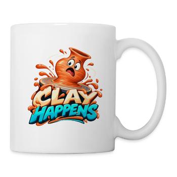 Clay Happens – Tonkunst Humor Shirt - Tasse - Weiß - Rechts