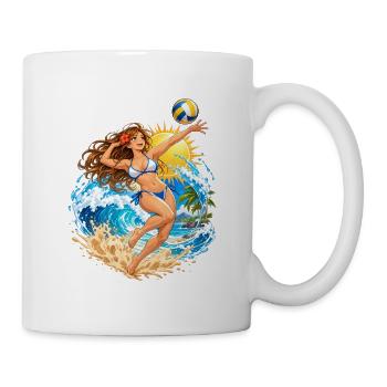 Einzel-Mädchen-Volleyballaufschlag - Tasse - Weiß - Rechts