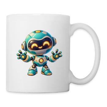 Fröhlicher Tech-Roboter Cartoon - Tasse - Weiß - Rechts