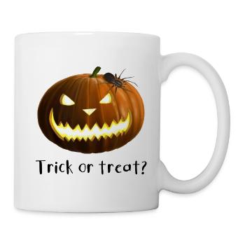 Trick or treat - Kürbis mit Spinne - Tasse - Weiß - Rechts