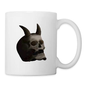 Dunkler Totenkopf mit Hörnern - Dämonenschädel - Tasse - Weiß - Rechts