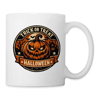 Halloween Kürbisbadge Trick or Treat - Tasse - Weiß - Rechts