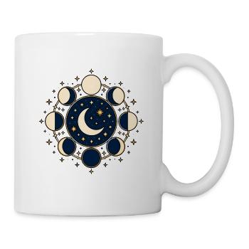 Mondphasen Kreis Sterne Astronomie Vektor Shirt - Tasse - Weiß - Rechts