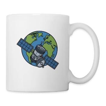 Satellit Orbit Erde Weltraum Sci-Fi Vektor Shirt - Tasse - Weiß - Rechts