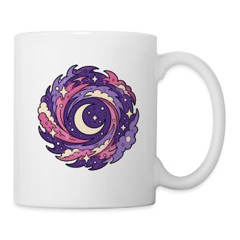 Galaxie Sichelmond Sterne Weltraum Vektor Shirt - Tasse - Weiß - Rechts