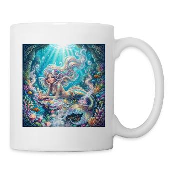 Korallenmeerjungfrau unter Gezeiten - Tasse - Weiß - Rechts
