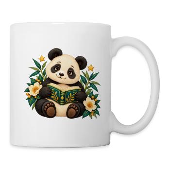 Panda-Leser unter Blumen - Tasse - Weiß - Rechts