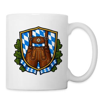 Bayerisches Lederhosen Wappen - Tasse - Weiß - Rechts