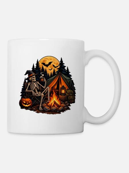 Skelett Camping: Gemütlich bis in die Knochen! - Tasse - Weiß