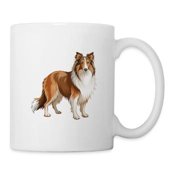 Collie Dog steht - Tasse - Weiß - Rechts