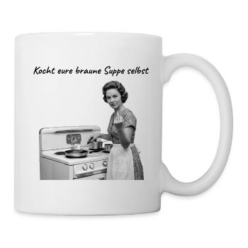 Retro Hausfrau Mittelfinger - Rebellisch - FCK AFD - Tasse - Weiß - Rechts