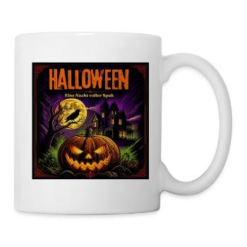 Halloween Comic Kürbisnacht Spukhaus Kürbis Rabe - Tasse - Weiß - Rechts