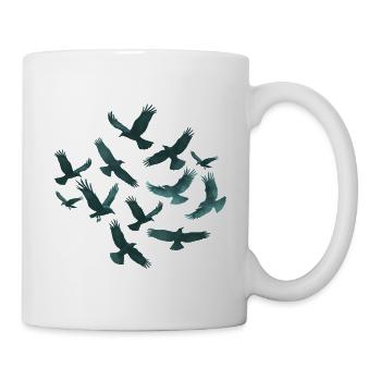Teal Vogelflug Muster - Tasse - Weiß - Rechts