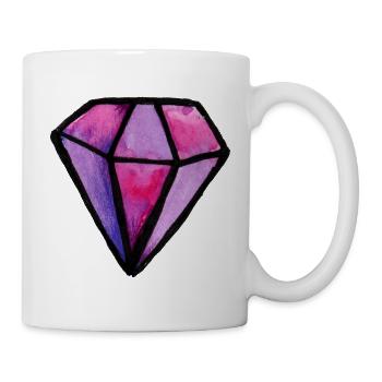 Lila Aquarell-Diamant-Edelstein - Tasse - Weiß - Rechts
