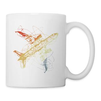 Flugzeug Skizze Vintage - Tasse - Weiß - Rechts