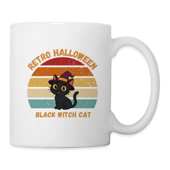Retro Halloween Black Witch Cat Sunset - Tasse - Weiß - Rechts
