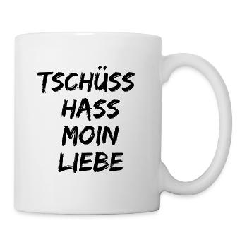 TSCHÜSS HASS MOIN LIEBE REGENBOGEN STATEMENT PRIDE - Tasse - Weiß - Rechts