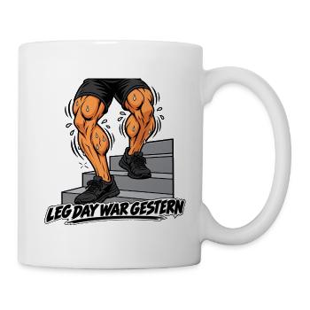 Fitness Herren Outfit- Leg day - Lustiges Gym Bild - Tasse - Weiß - Rechts