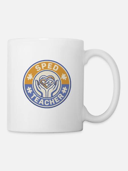 Vintage-SPED-Lehrer Infinity Heart Hands Abzeichen an - Tasse - Weiß
