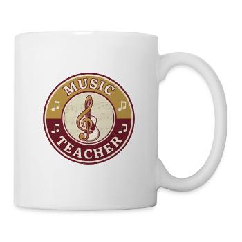 Vintage-Musiklehrer Treble Clef Gitarrenabzeichen oben - Tasse - Weiß - Rechts