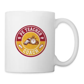 Vintage Sportlehrer-Trainerpfeife-Stoppuhr-Abzeichen - Tasse - Weiß - Rechts