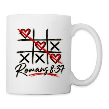 Tic-Tac-Toe-  Römer 8,37 Christliches Design - Tasse - Weiß - Rechts