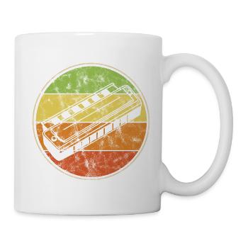 Mundharmonika Für Mundharmonikaspieler Retro-Stil - Tasse - Weiß - Rechts