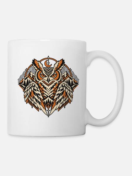 Nachtwächter Eule – Alpine Wildnis - Tasse - Weiß