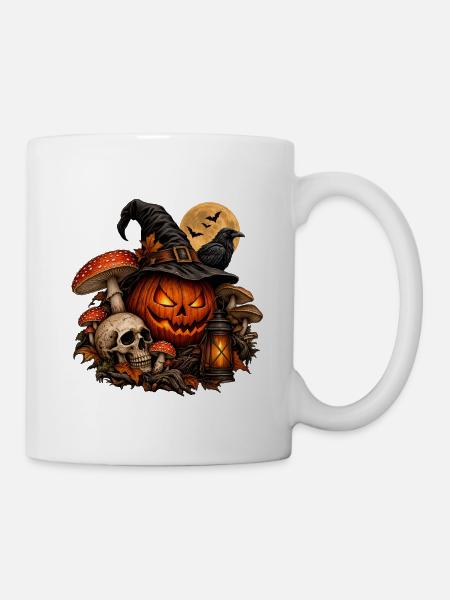 Dunkle Magie: Exklusives Halloween-Design - Tasse - Weiß