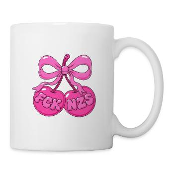 Pinke Kirschen mit Schleife - Statement FCK NZS - Tasse - Weiß - Rechts
