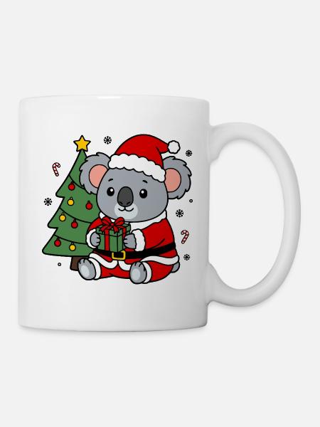 Süßes Kawaii-Koala-Weihnachts-Weihnachtsgeschenk - Tasse - Weiß