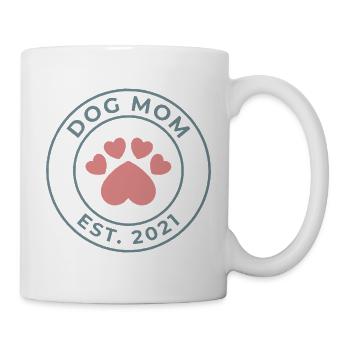Dog Mom Est 2021 Pfoten Herz - Tasse - Weiß - Rechts
