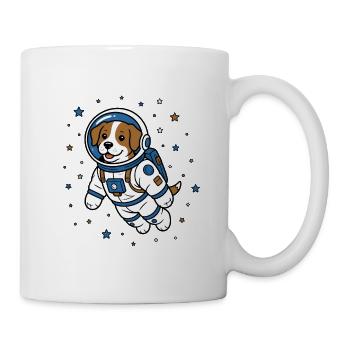 Hund Astronaut Helm Weltraum Hunde Vektor Shirt - Tasse - Weiß - Rechts