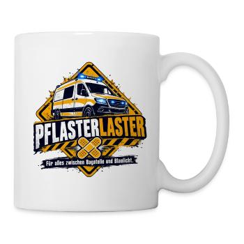 Pflaster Laster Blaulicht Humor - Tasse - Weiß - Rechts