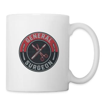 Vintage-Abzeichen der gekreuzten Skalpelle des Allgemeinchirurgen - Tasse - Weiß - Rechts