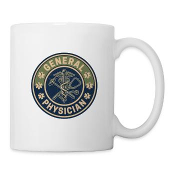 Vintage-Abzeichen des Allgemeinarztes mit dem Stab von Asclepius - Tasse - Weiß - Rechts