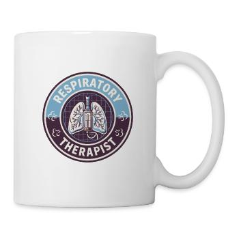 Vintage-Abzeichen für Atemtherapeuten und menschliche Lungen - Tasse - Weiß - Rechts