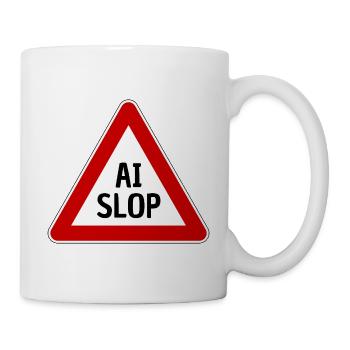AI SLOP WARNSCHILD ACHTUNG KI MÜLL LUSTIGER SPRUCH - Tasse - Weiß - Rechts