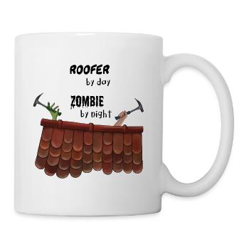 Roofer by day Zombie by night - Zombiehand - Tasse - Weiß - Rechts