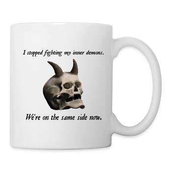 I stopped fighting my inner demons - Totenkopf - Tasse - Weiß - Rechts