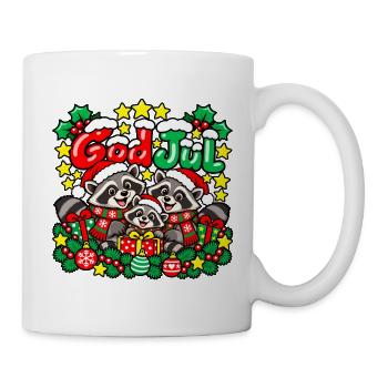 Frohe Weihnachten, Waschbären - Tasse - Weiß - Rechts