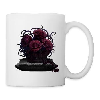 Dark Romance Rosen & Dornenkrone T-Shirt - Tasse - Weiß - Rechts