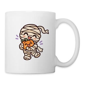Süße Halloween Mumie mit kleinem Kürbis - Tasse - Weiß - Rechts