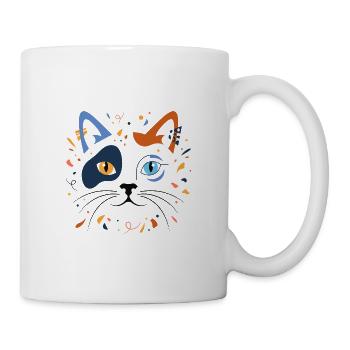 Katze Abstrakt Kunst Modern Katzenliebe T-Shirt - Tasse - Weiß - Rechts