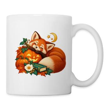 Glücklicher Fuchs zwischen Kürbissen und Sternen - Tasse - Weiß - Rechts
