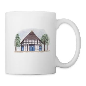 Fachwerkhaus im Aquarellstil  - Tasse - Weiß - Rechts