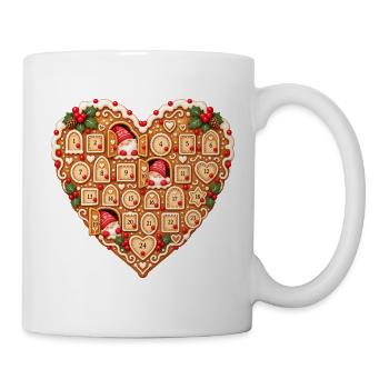 Lebkuchenherz Adventskalender mit Wichteln  - Tasse - Weiß - Rechts