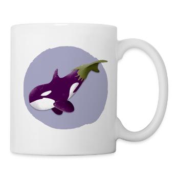 Auberginen-Wal – Lustige Kawaii Illustration - Tasse - Weiß - Rechts