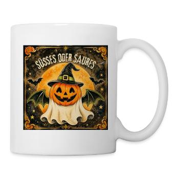 Süßes oder Saures Halloween-Kürbis - Tasse - Weiß - Rechts
