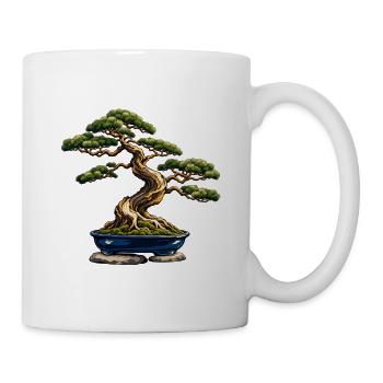 Windgepeitschter Bonsai in einem Indigo-Topf - Tasse - Weiß - Rechts